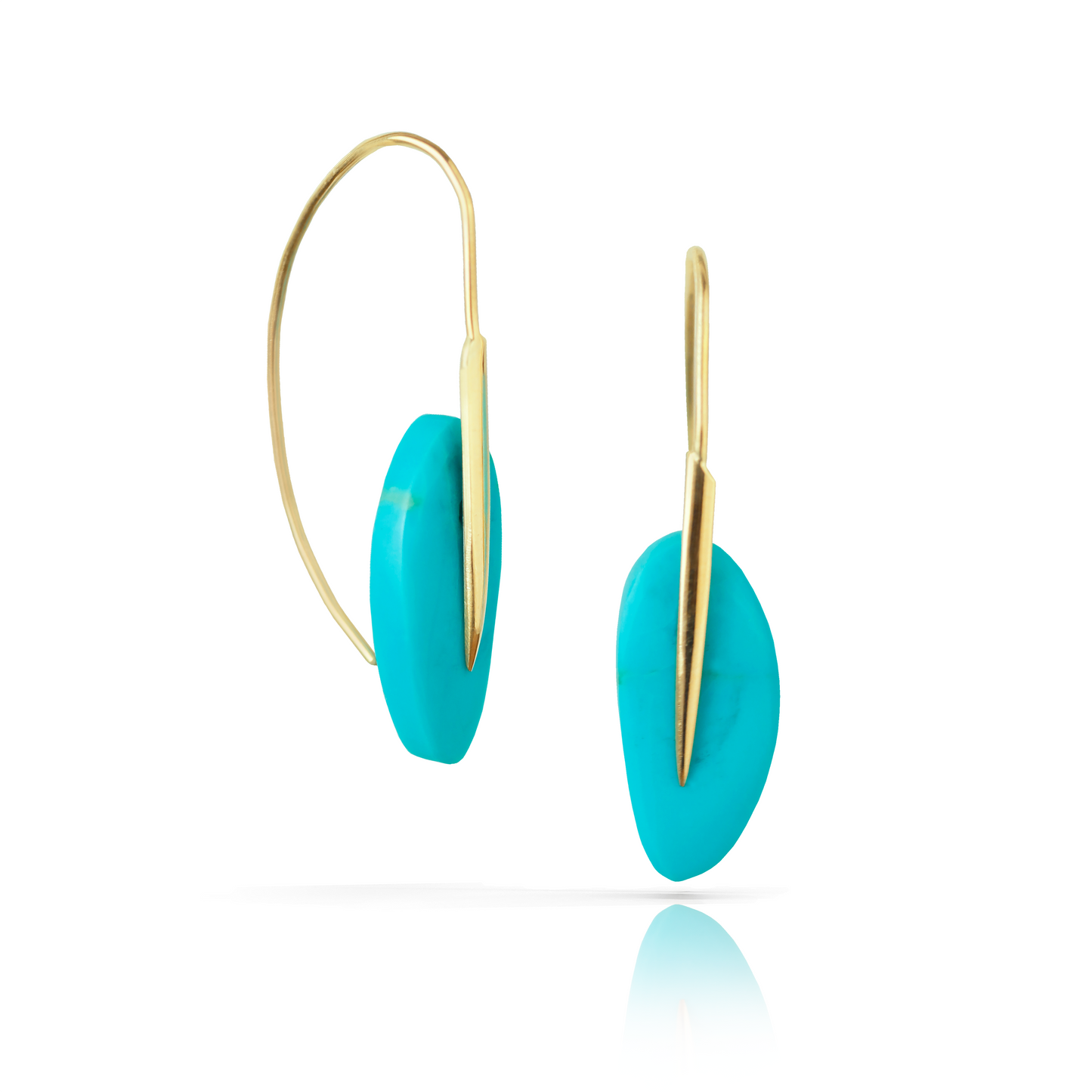 
                  
                    Feather Earrings in Turquoise and 18k Gold
                  
                