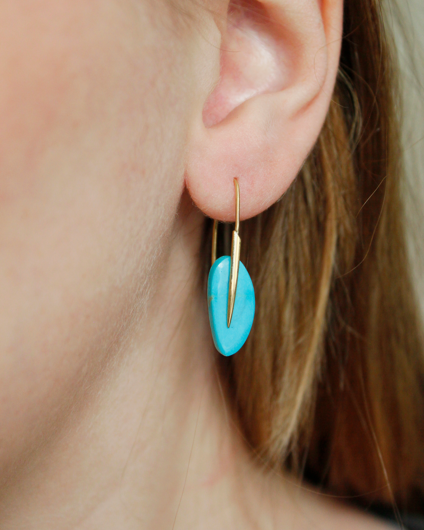 
                  
                    Feather Earrings in Turquoise and 18k Gold
                  
                