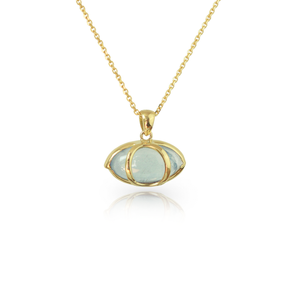 Third Eye Necklace in Aquamarine and 18k Gold