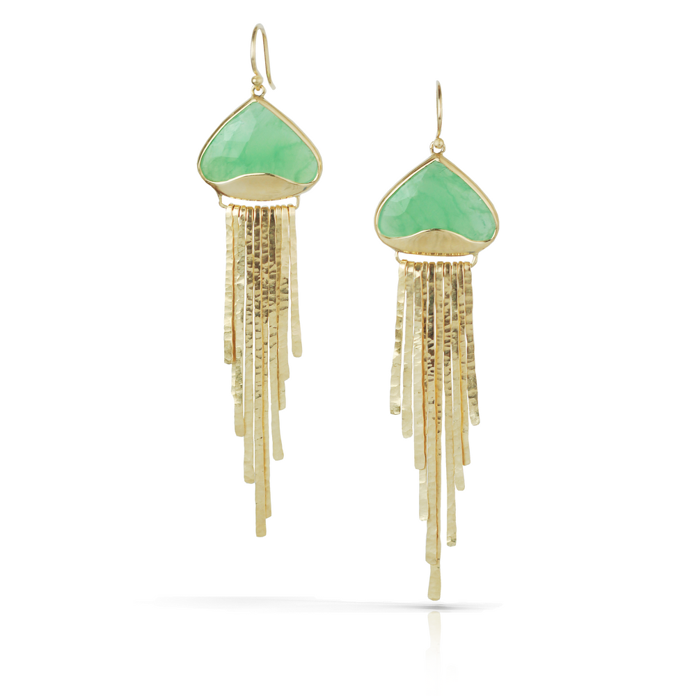 Jellyfish Earrings in Chrysoprase & 18k Gold