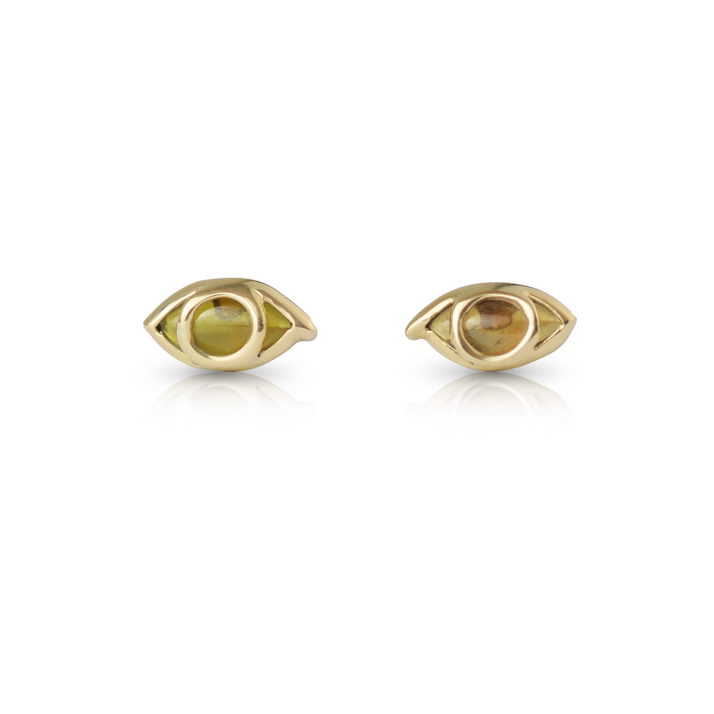 Third Eye Stud Earrings in Cognac Tourmaline & 18k Gold