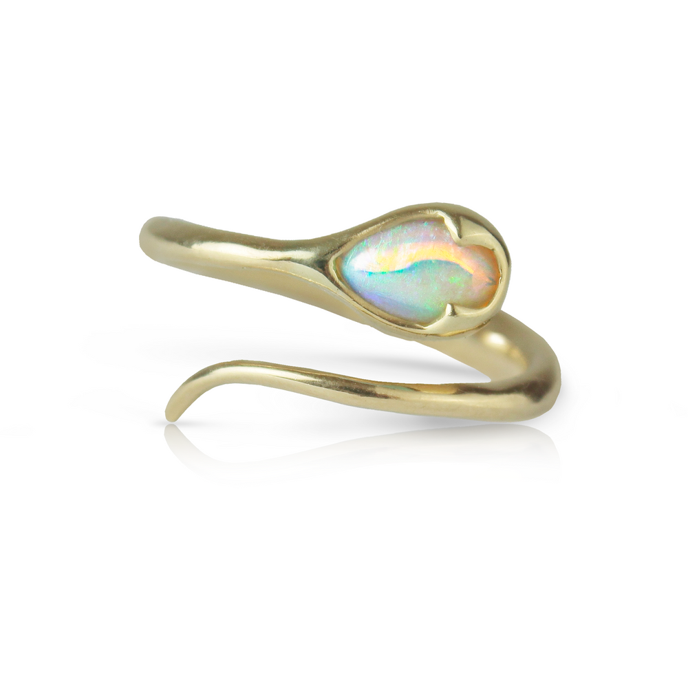Serpent Ring in Crystal Opal and 18k Gold