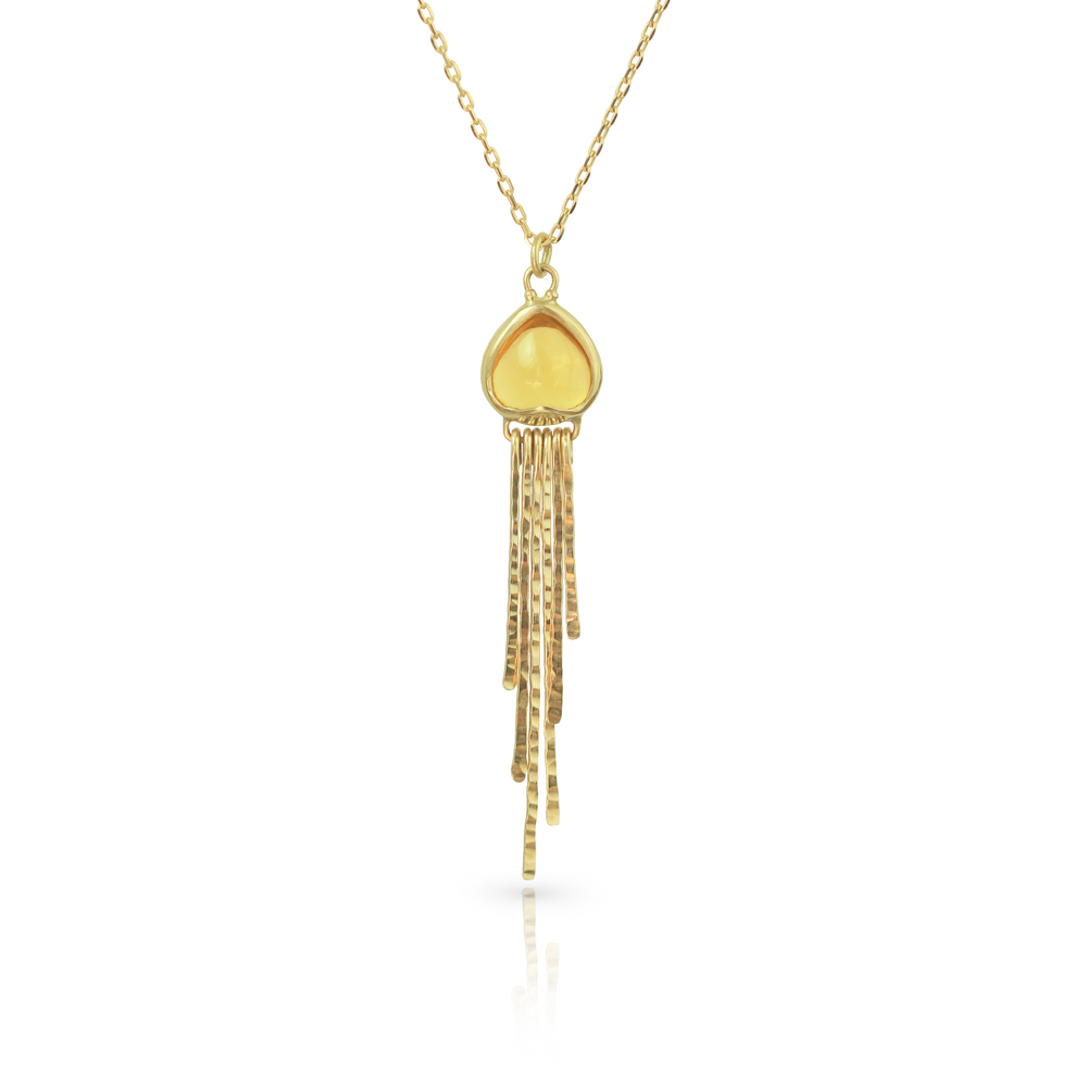 Jellyfish Necklace in Fire Opal & 18k Gold