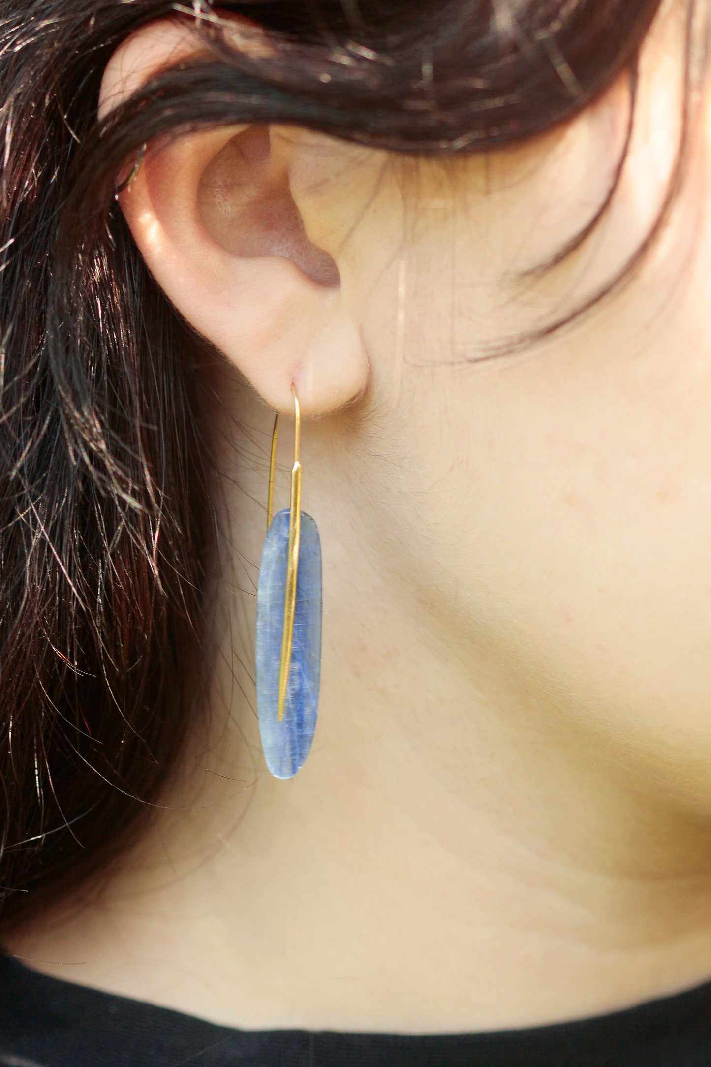 
                  
                    Feather Earrings in Kyanite and 18k Gold
                  
                
