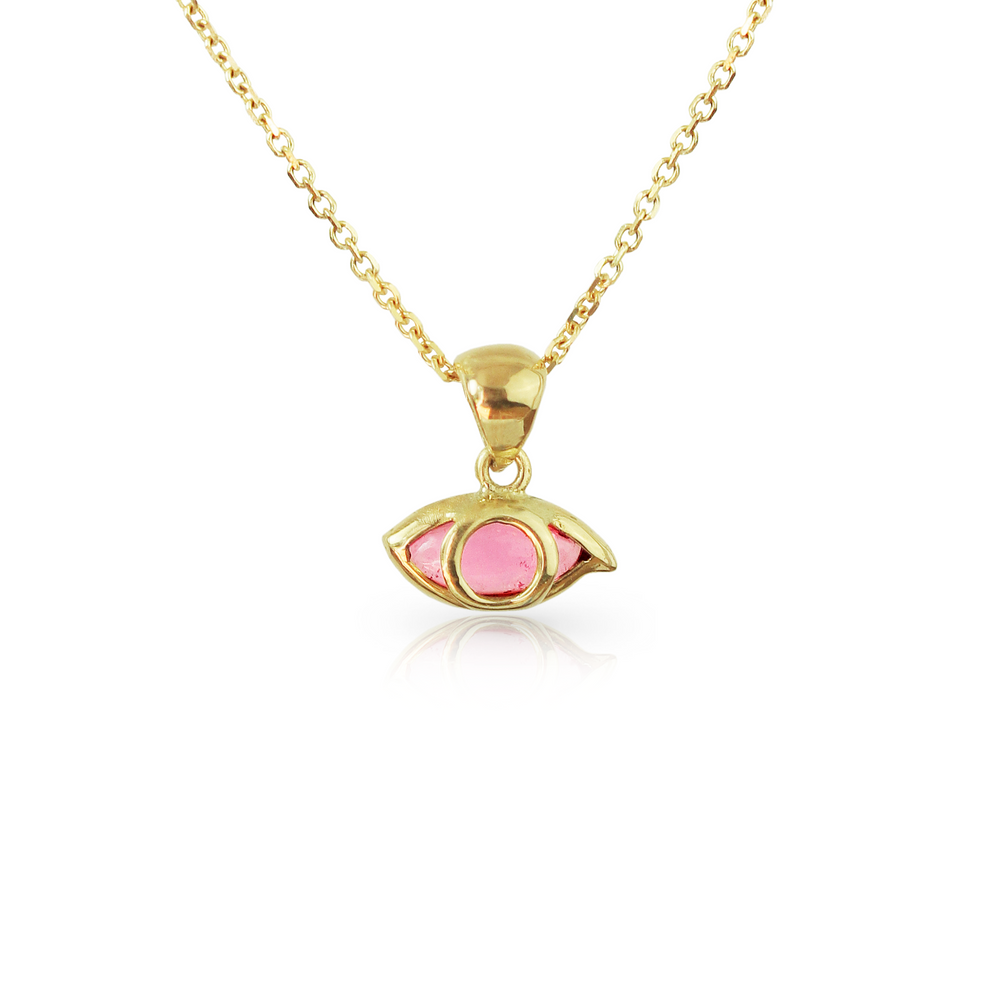 Third Eye Necklace in Pink Tourmaline and 18k Gold