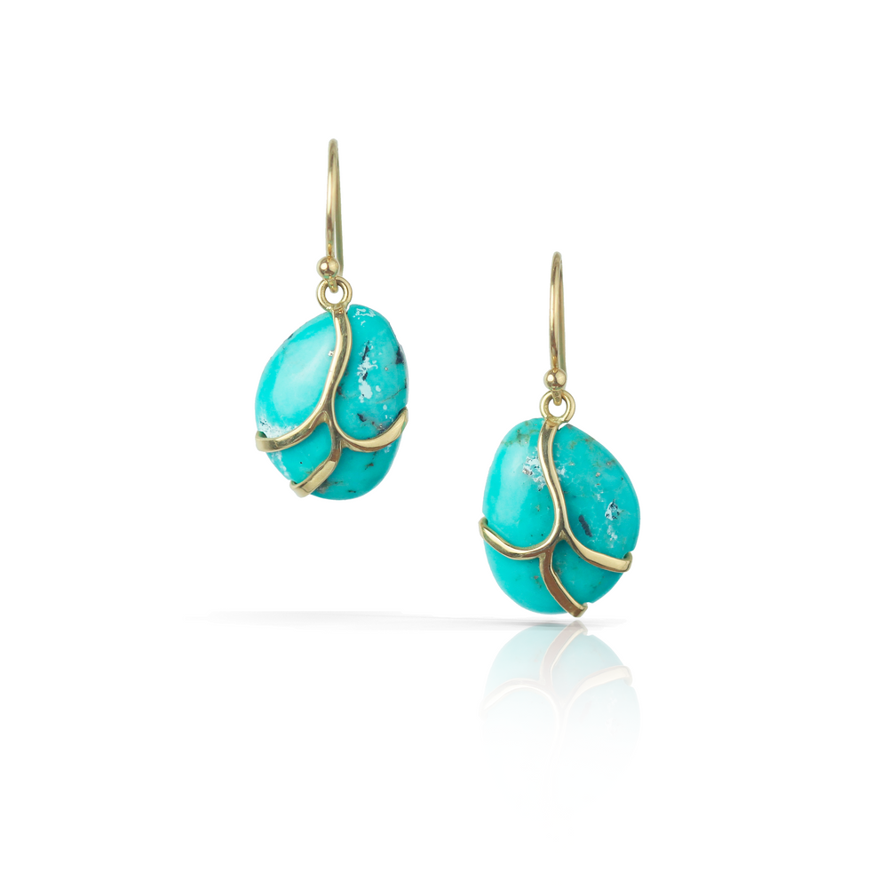 Butterfly Earrings in Turquoise & 18k Gold