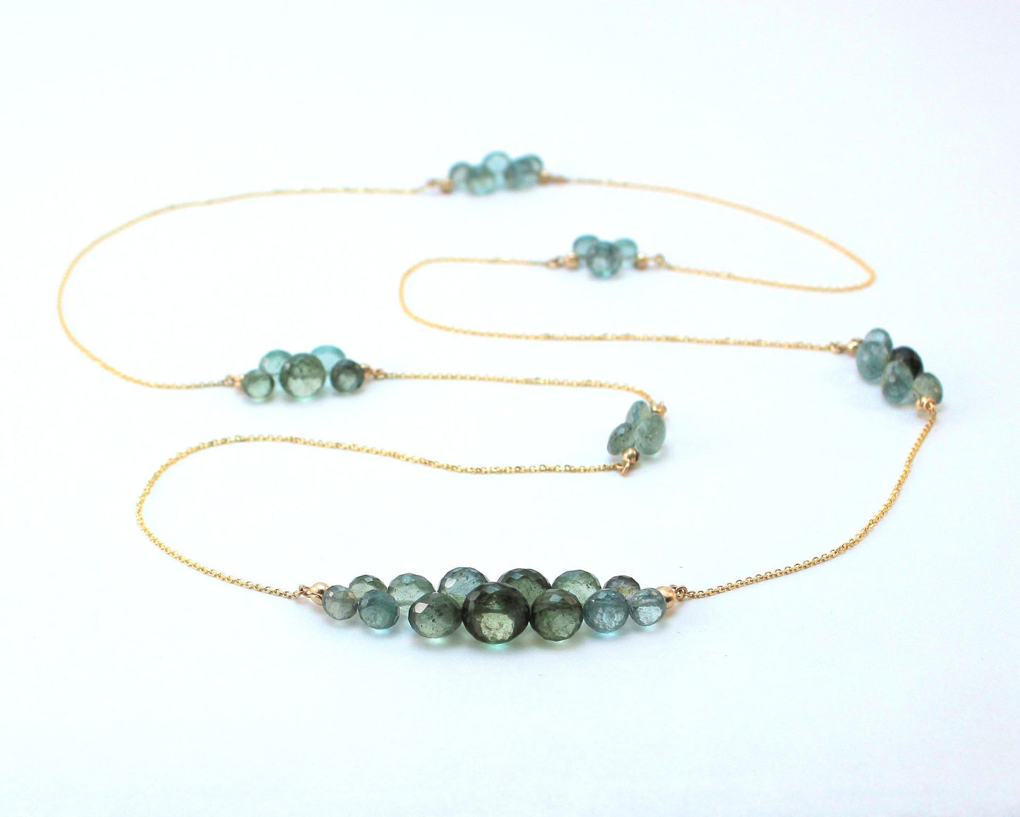
                  
                    Caviar Eternity Necklace in Moss Aquamarine and 14k Gold
                  
                