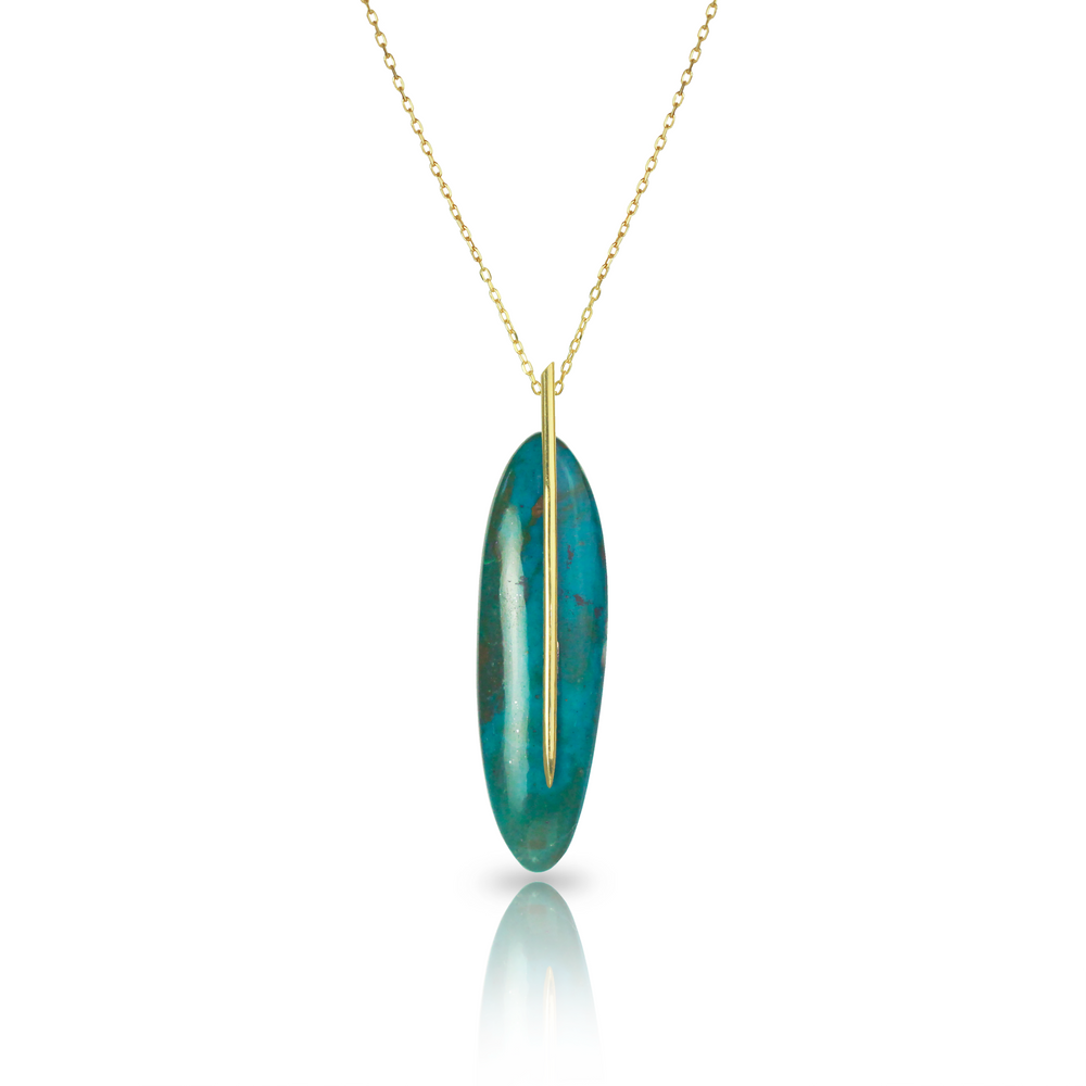 Feather Pendant in Peruvian Opal and 18k Gold