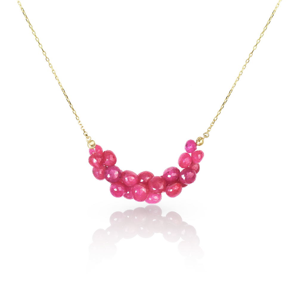 Caviar Scoop Necklace in Ruby and 14k Gold