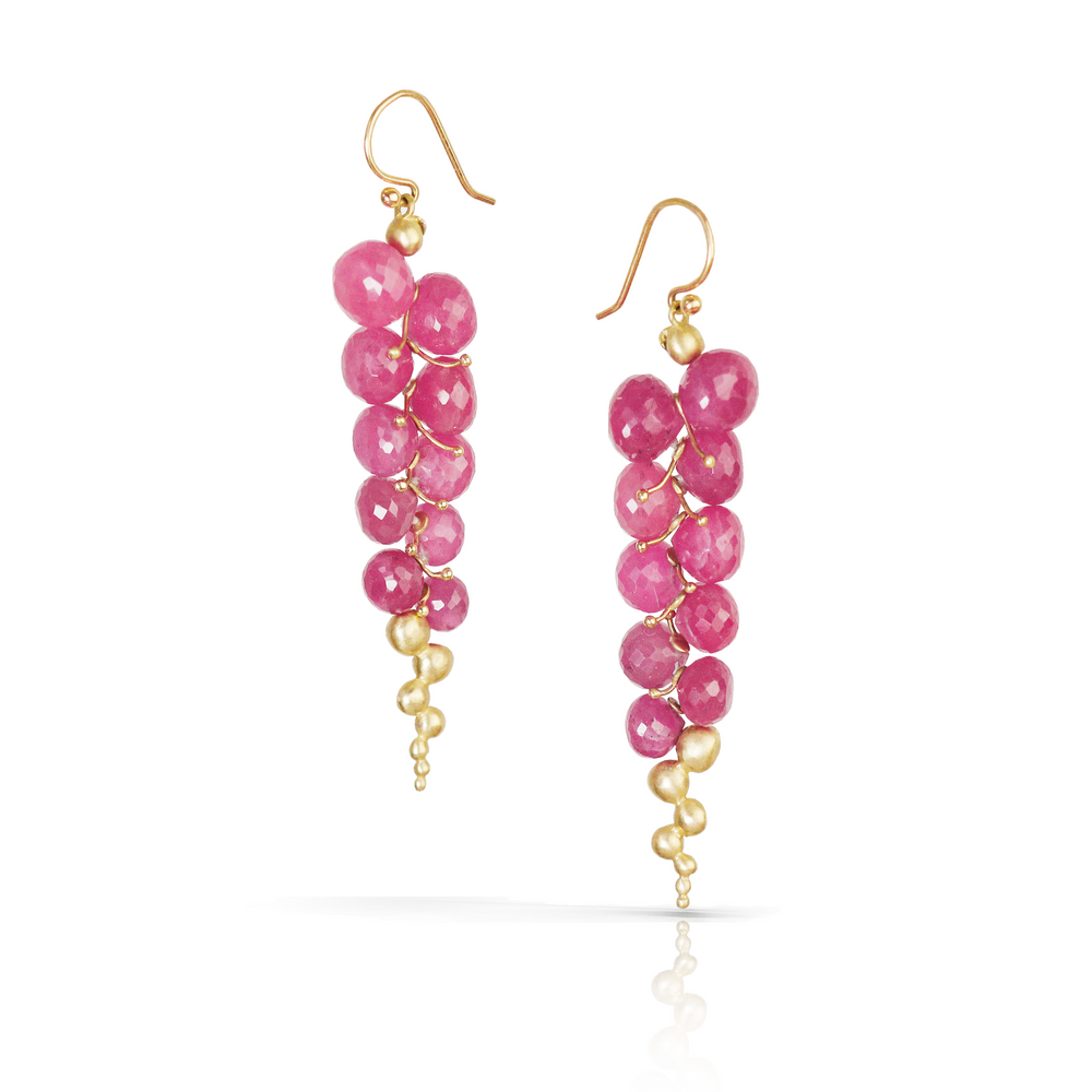 
                  
                    Large Caviar Earrings in Ruby and 14k Gold
                  
                