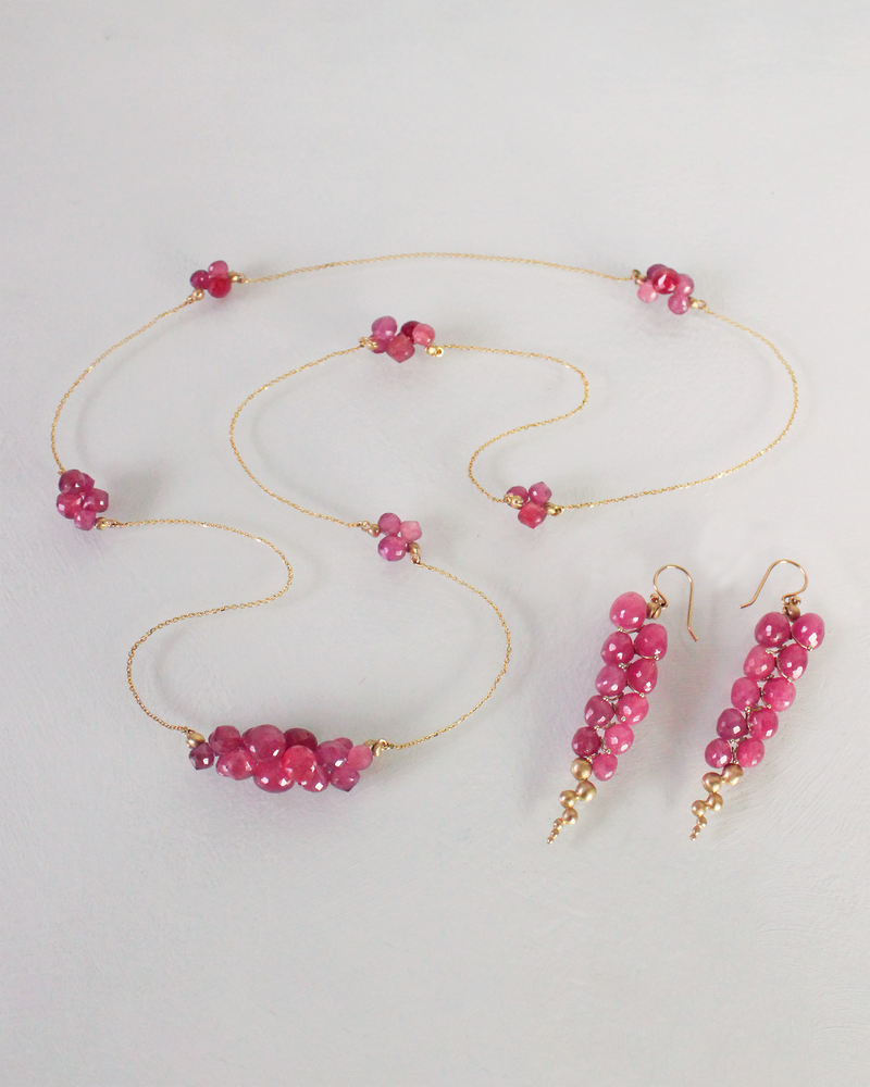 
                  
                    Large Caviar Earrings in Ruby and 14k Gold
                  
                