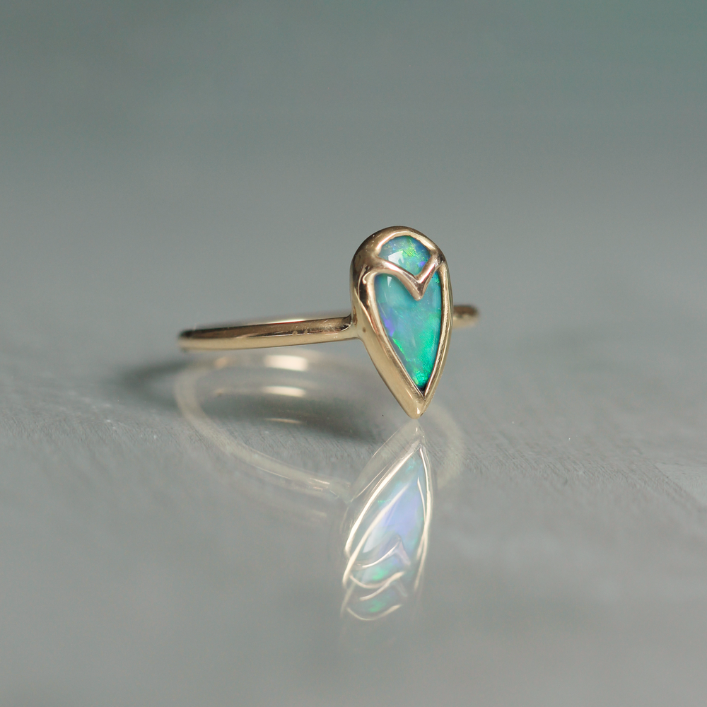 
                  
                    Owl Ring in Opal Doublet and 18k Gold
                  
                