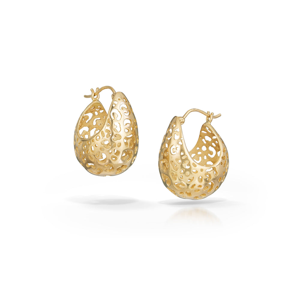 gold hoop earrings with leopard print cutouts