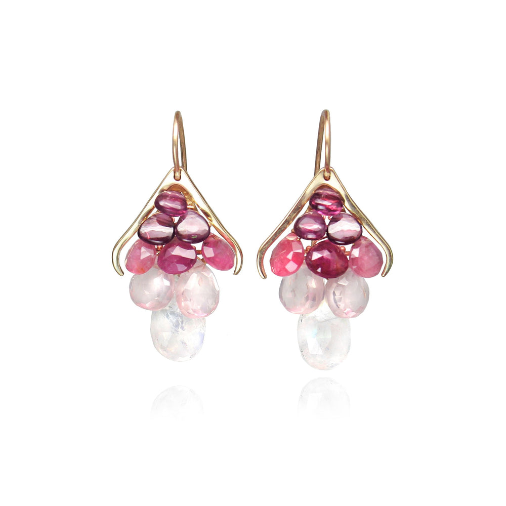 Small Plumage Earrings in Pink Tourmaline & 14k Gold